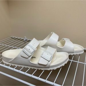 Birkenstock Arizona Essentials Slide Sandal- White Rubber